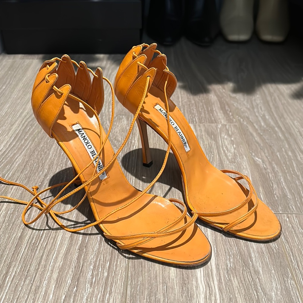 Manolo Blahnik Lace Up Sandals